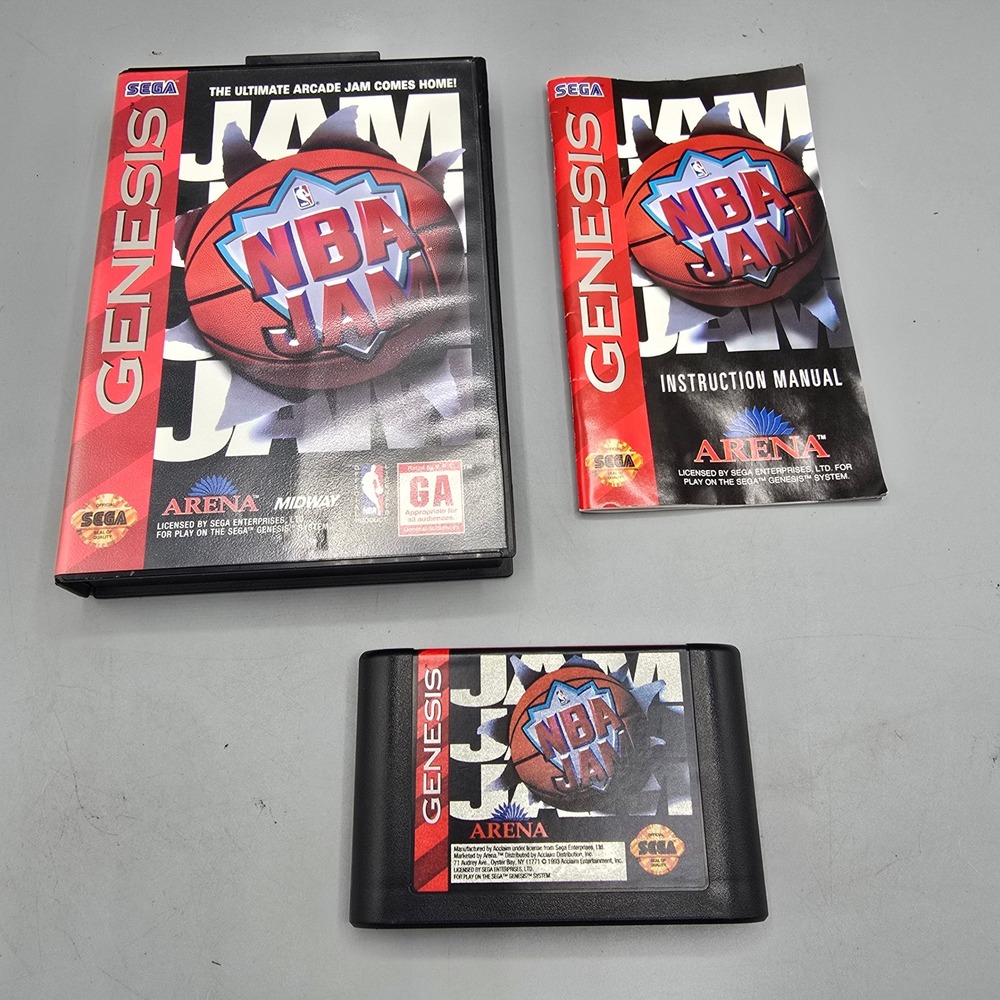NBA Jam Sega Genesis CIB Complete with Case and Manual Arcade Authentic Shaq
